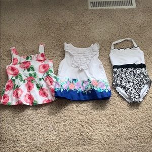 Janie and Jack 2 sleeveless shirts 1 swimsuit sz 4